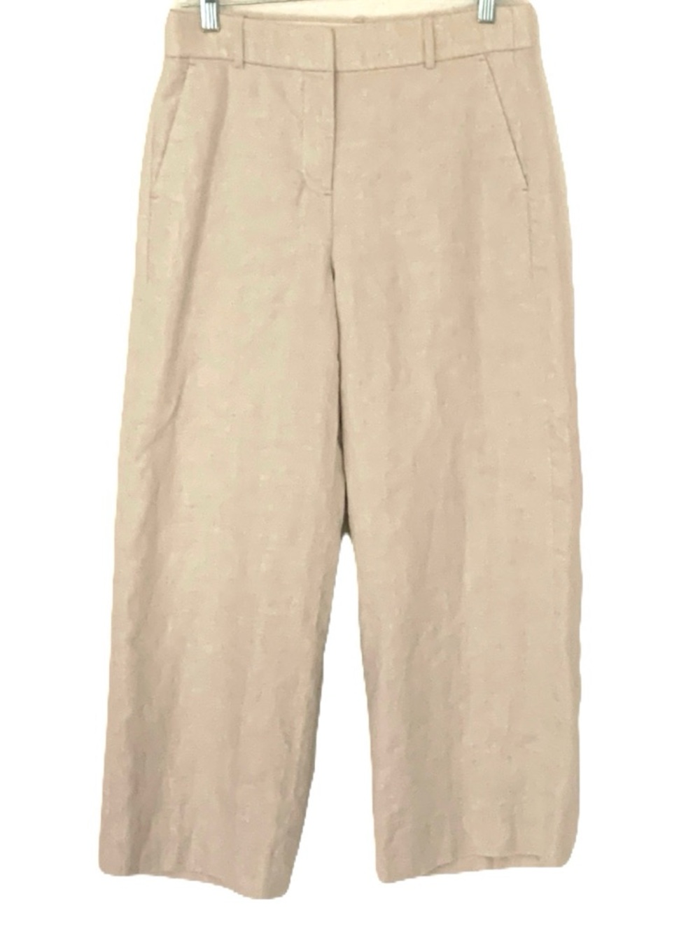 J Crew Womens 6 Beige Cropped Wide Leg Linen Blend Lined Sydney Pants Spring ‘24